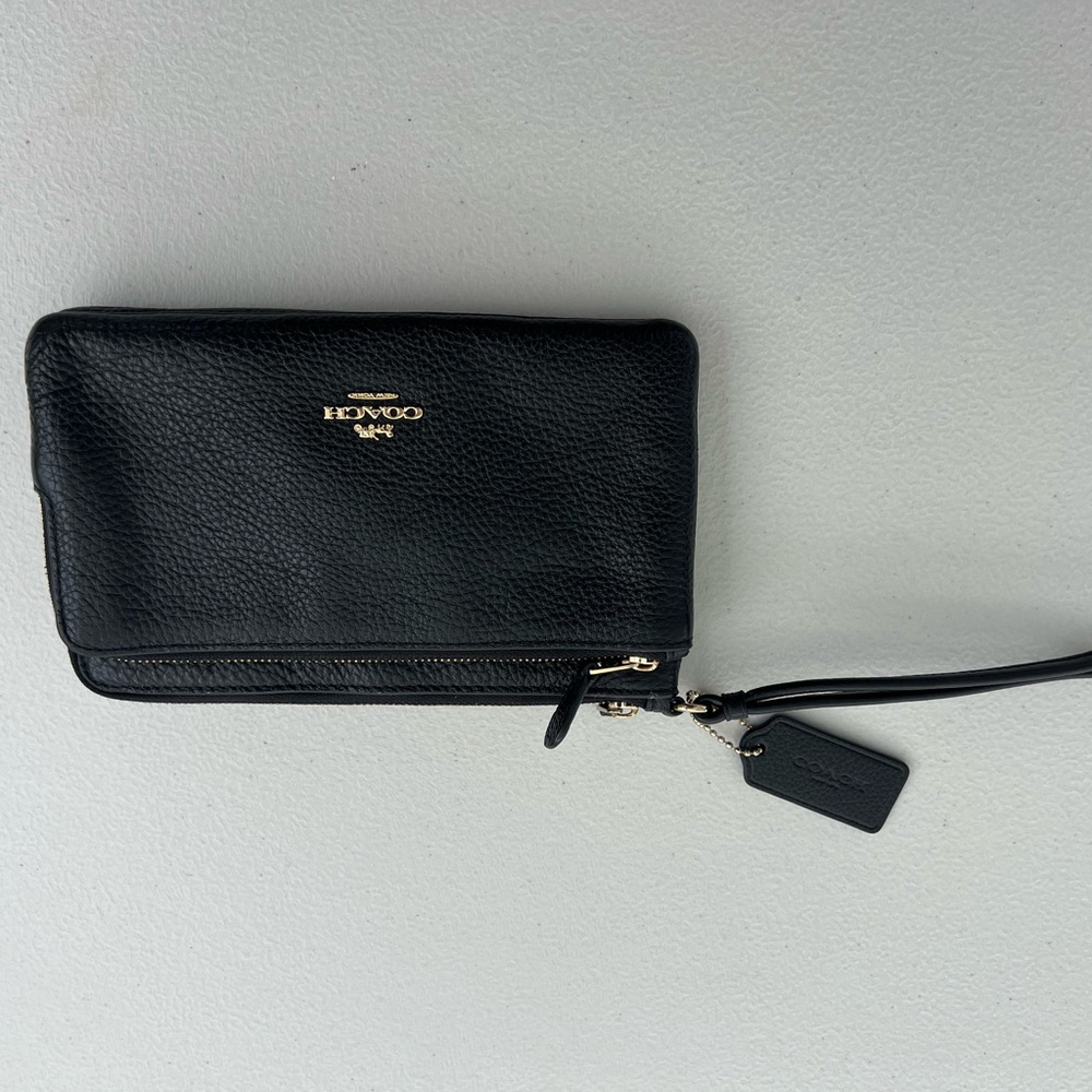 Coach Black Leather Wristlet